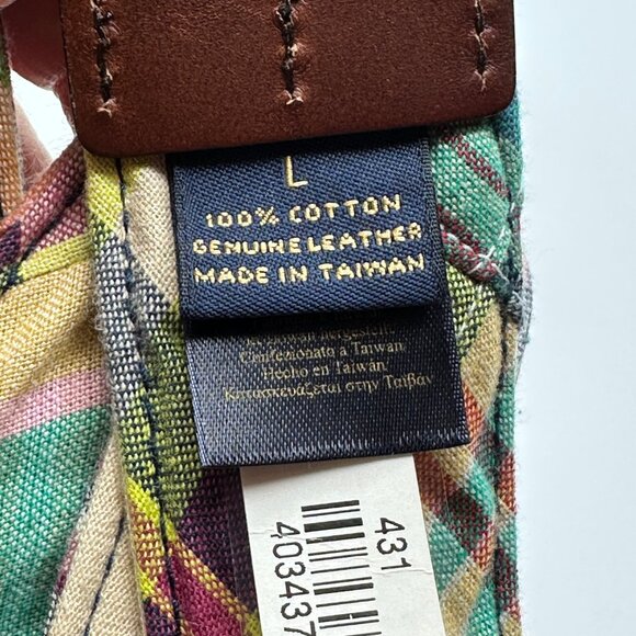 Brooks Brothers "346" Men's Plaid Cotton Belt Leather and D Ring Buckle Large - Picture 10 of 10